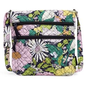 Vera Bradley Recycled Cotton Triple Zip Hipster Crossbody Bag Bloom Boom Floral